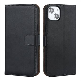 Til iPhone 14 Flip Phone Case Stødsikker ægte læder tegnebog, der understøtter Stand Anti-ridse mobiltelefon cover