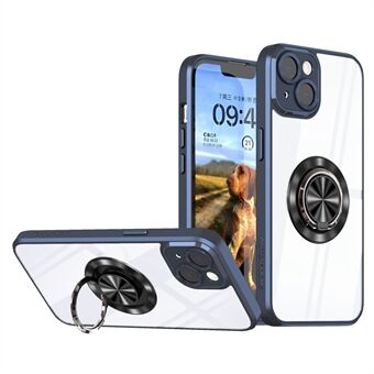 Transparent Ring Kickstand telefoncover til iPhone 14, PC + TPU præcis udskæring Lens beskyttelse Stødsikkert cover