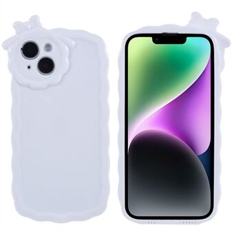 TPU telefoncover til iPhone 14, solid hvid anti-ridse TPU telefon bagcover med 3D tegneserie monster design