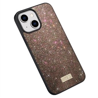 SULADA stødsikker telefoncover til iPhone 14, PU læderbelagt pc + TPU glitter pailletter Stilfuldt mobiltelefoncover