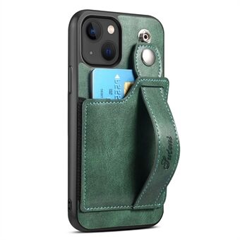 SUTENI H12 Series til iPhone 14 telefonetui Udtrækkeligt armbånd Kickstand Kortholder Læderbelagt PC + TPU beskyttende telefoncover