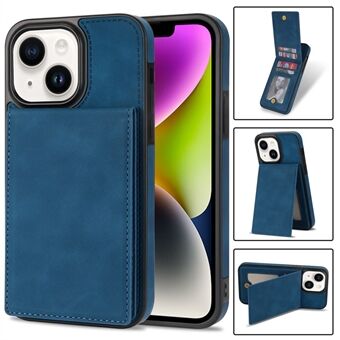 Til iPhone 14 Scratch ensartet farve Lodret Flip Kickstand telefontaske RFID-blokerende PU-læderbelagt TPU-skal med flere kortpladser