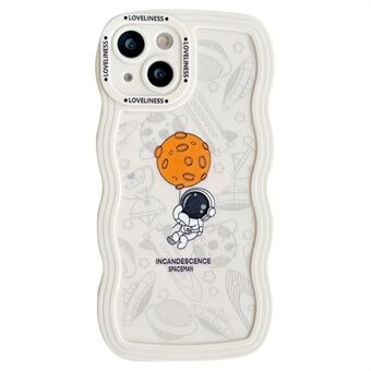 Til iPhone 14 Cartoon Astronaut Soft TPU-telefoncover Wavy Edge Shockproof Protection Cover
