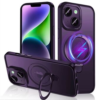 Til iphone 14 Anti-drop magnetisk telefontaske Kickstand Kompatibel med MagSafe mat bagcover med skærmbeskytter og kameralinsecover
