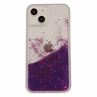 Til iPhone 14 Flowing Liquid Quicksand Beads PC+TPU-etui Rygbeskytter Telefoncover