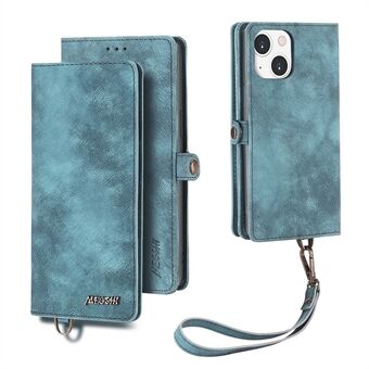 MEGSHI 021-serien til iPhone 14 aftagelig magnetisk pung med fuld beskyttelsesskal læder- Stand