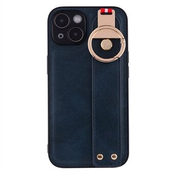 Bagcover til iPhone 14 Armbånd Kickstand PU-læderbelagt PC+TPU-telefontaske med halsstrop