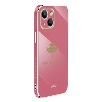 6D galvaniseringscover til iPhone 14 Maple Leaf Pattern Straight Edge TPU telefoncover