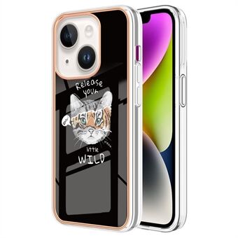 YB IMD Series-19 Style D til iPhone 14 Galvanisering IMD-mønster telefoncover 2,0 mm TPU stødsikkert cover
