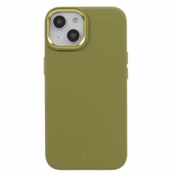 Til iPhone 14 flydende silikone+pc-telefonetui Aluminiumslegering Kameraramme Scratch bagcover