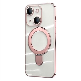 Til iPhone 14 TPU+akryl stødabsorberende etui Magnetisk Kickstand Klart telefoncover med kameralinsefilm