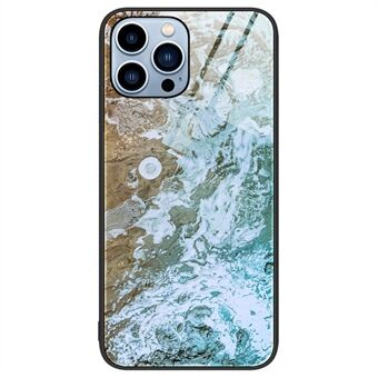 Til iPhone 14 Pro  Slidfast telefoncover Hærdet glas + PC + TPU Stilfuldt marmormønsterskal