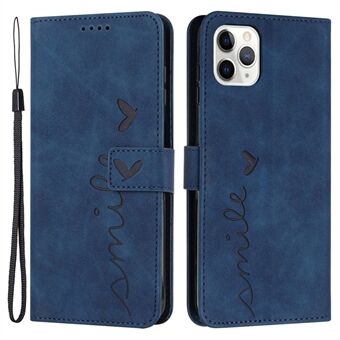 Til iPhone 14 Pro  Hudberøringsfølelse Hjerteform påtrykt PU-læder telefontaske Stand tegnebogscover med rem