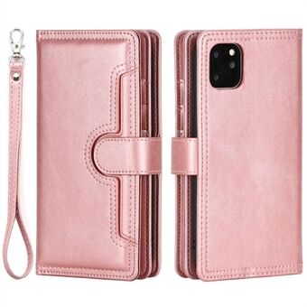 Til iPhone 14 Pro  Split Læder Flip Wallet Case Multi Card Slots Stand Magnetisk telefoncover med håndstrop