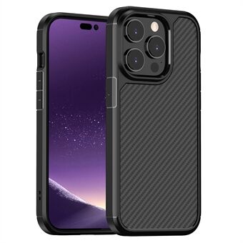 Carbon Fiber Texture Phone Case til iPhone 14 Pro , anti-ridse mat gennemskinnelig pc + TPU cover