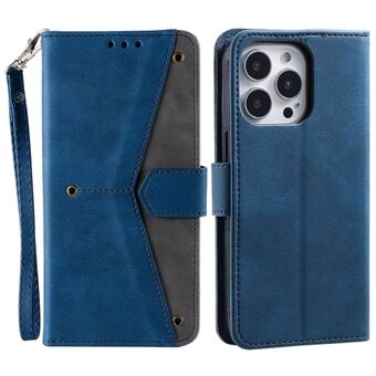 Til iPhone 14 Pro  splejsningssøm Skin-touch PU læder telefontaske Stand Folio Flip Anti-drop Anti-ridse cover