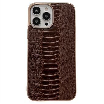 Til iPhone 14 Pro  skridsikker mobiltelefon taske Crocodile Texture Ægte læder+PC+TPU Brøndbeskyttelse Telefoncover