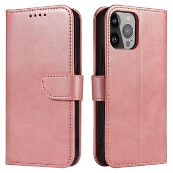 Til iPhone 14 Pro  Drop-sikker kalvetekstur telefoncover PU læder Anti-chok Telefon Flip Wallet Stand Case med magnetisk spænde