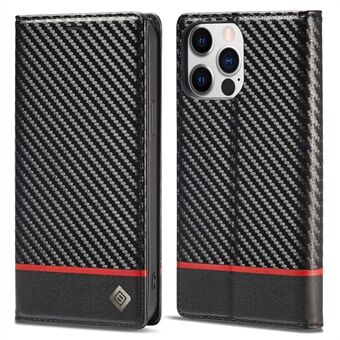 LC.IMEEKE til iPhone 14 Pro  Carbon Fiber Texture PU Læder Anti-drop Cover Magnetisk Adsorption Telefon Wallet Stand Case