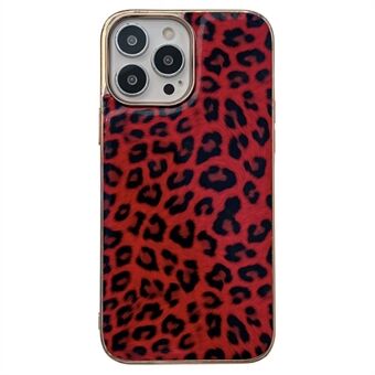 Til iPhone 14 Pro  læderbelagt TPU-cover. Elektroplettering Leopardmønster Anti-drop beskyttelse telefoncover