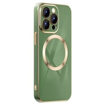 Til iPhone 14 Pro  Drop-sikker telefoncover Gold Edge TPU Beskyttende bagcover Support Trådløs magnetisk opladning