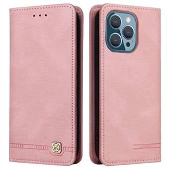 Hardware Decor Phone Case til iPhone 14 Pro, magnetisk lukning PU læder Anti-drop tegnebog Stand Telefon Cover