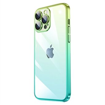 Til iPhone 14 Pro Gradient Color Hard PC Case Støvtæt galvanisering bagcover - Gradient Cyan Green