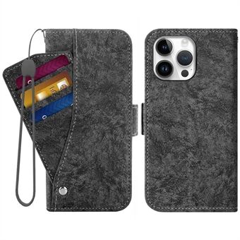 Til iPhone 14 Pro Cell Phone Case PU Læder Vand-blæk Maling Tekstur Roterende Kort Slots Holder Stand Pung Cover