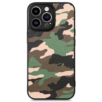 Camouflage mønster telefoncover til iPhone 14 Pro TPU+PU lædercover Anti-Fall Shockproof Cover Support Trådløs opladning