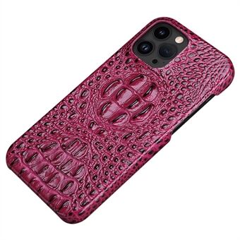 Beskyttelsescover til iPhone 14 Pro Hard PC-telefoncover Ægte lædercoated Crocodile Texture Anti-Fall Shockproof Cover