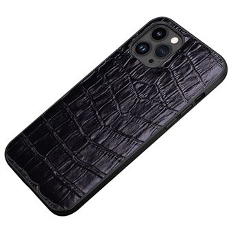Anti-Fall Phone Case til iPhone 14 Pro Gummibelagt TPU Phone Case Ægte læder Crocodile Texture Shockproof Cover