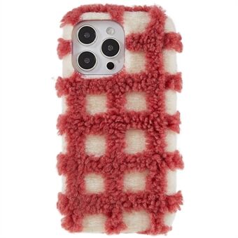 Til iPhone 14 Pro Square Grid Plush Contrast Color Cell Phone Case Anti-ridse Blødt TPU cover