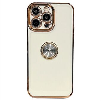 Til iPhone 14 Pro Soft TPU Stødsikker Anti-Fall Telefon Case Finger Ring Kickstand 6D galvaniseringscover