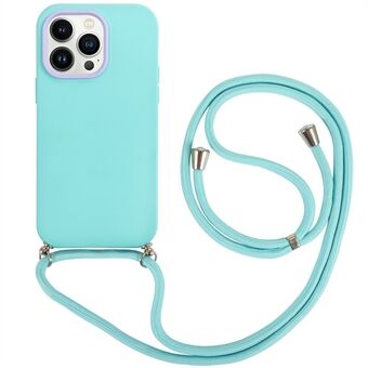Til iPhone 14 Pro 3-i-1 pc-ramme + Ring + TPU-bagcover Mobiltelefon Anti-drop beskyttelsescover med lang snor