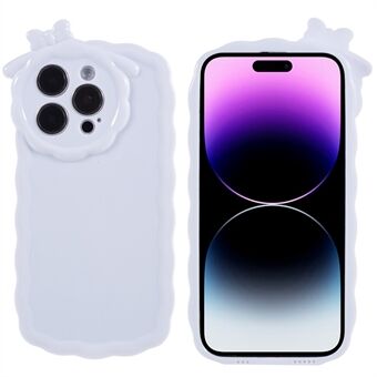 Til iPhone 14 Pro TPU telefoncover med 3D tegneseriemonsterdesign Solid hvidt beskyttende telefoncover
