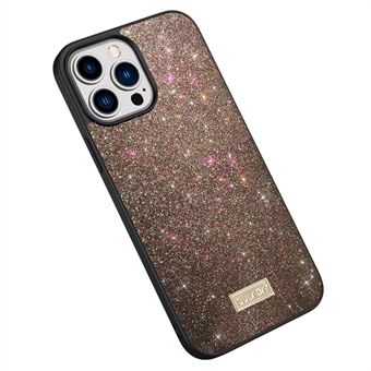 SULADA Anti-fall telefoncover til iPhone 14 Pro, PU læderbelagt pc + TPU glitter pailletter Beskyttende bagcover