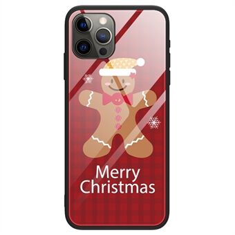 Til iPhone 14 Pro Blød TPU + Hærdet glas Anti-ridse Bagcover Julemønster Udskrivning Beskyttelsescover - SD