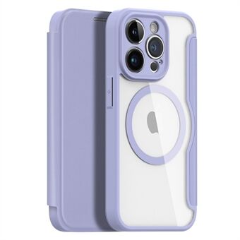 DUX DUCIS Skin X Pro magnetisk telefontaske til iPhone 14 Pro PU læderetui Klart telefoncover på bagsiden med kortholder/ Stand