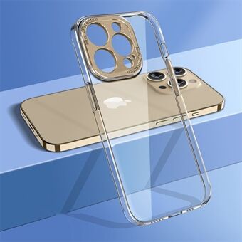 Til iPhone 14 Pro Anti-Gulning Hard PC Bagcover Kamerabeskyttelsesramme Krystalklart telefoncover