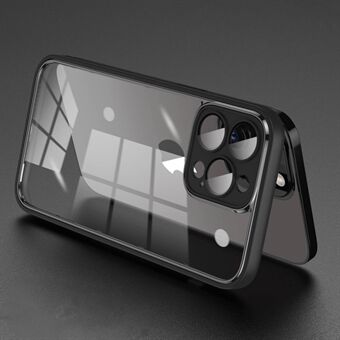 Til iPhone 14 Pro Anti-fingeraftryk Rygbeskytter Cover Galvanisering PC+TPU telefonetui med linsefilm