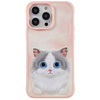 NIMMY Big Eyes Pet Series til iPhone 14 Pro Embroidery Animal Protective Case PU Læder + PC + TPU Scratch telefoncover