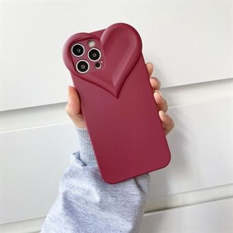 Til iPhone 14 Pro Creative hjerteformet telefoncover ensfarvet gummibelagt TPU kamerabeskyttelse bagcover