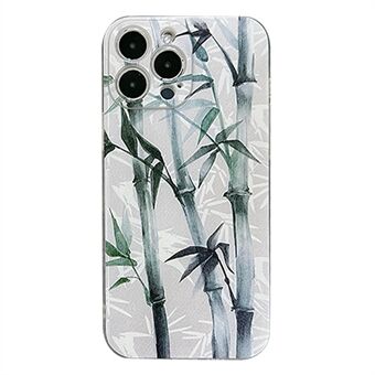 Til iPhone 14 Pro blækmaling Bambusmønster præcist udskæring telefoncover 1,5 mm tykkelse Stødsikker TPU-cover