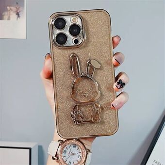 Til iPhone 14 Pro Cute Rabbit Elektroplettering Telefoncover Glitter Soft TPU Fuldt beskyttelsescover til kameralinse