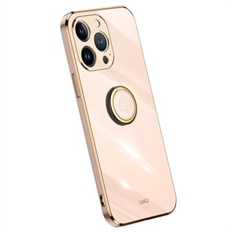 XINLI Ring Kickstand telefoncover til iPhone 14 Pro, galvanisering Golden Edge TPU Anti-drop Mobiltelefoncover