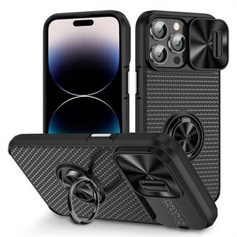 Ring Kickstand telefoncover til iPhone 14 Pro PC+TPU-etui med skydelinsebeskyttelse