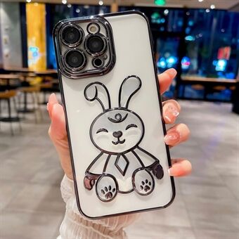 Til iPhone 14 Pro Cartoon Rabbit Blødt TPU-cover Klart galvanisering Anti-ridse telefoncover med linsefilm