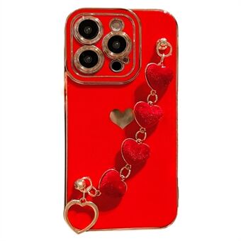 Til iPhone 14 Pro telefoncover Galvanisering TPU telefoncover med plys kærlighedshjerterem