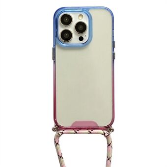 Til iPhone 14 Pro Gradient Color Phone Case Blød TPU Gennemsigtigt telefoncover bagpå med snor