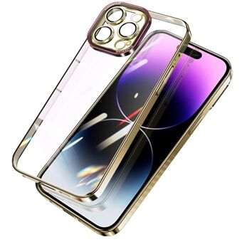 Til iPhone 14 Pro Hard PC-telefonetui Galvanisering Krystalklart telefoncover med kameralinsebeskytter